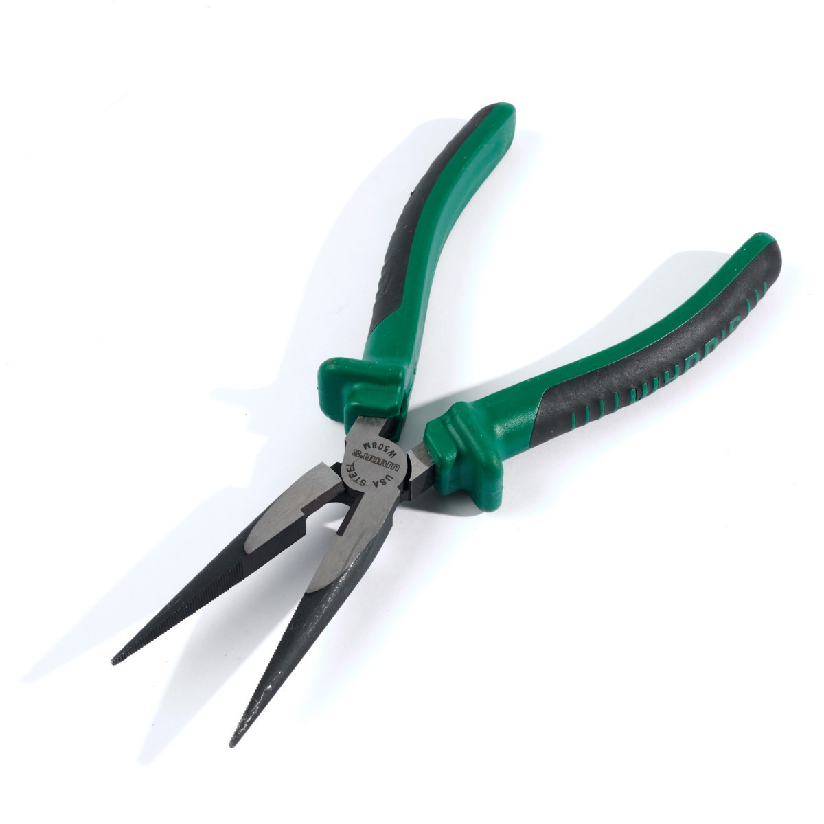 W508M คีมปากแหลมประหยัดแรง8"ด้ามเขียวดำ