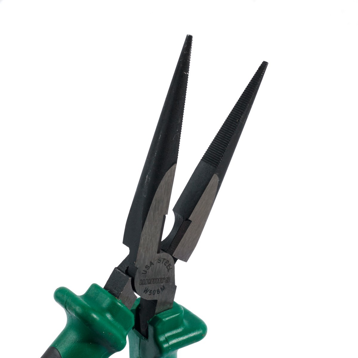 W508M คีมปากแหลมประหยัดแรง8"ด้ามเขียวดำ