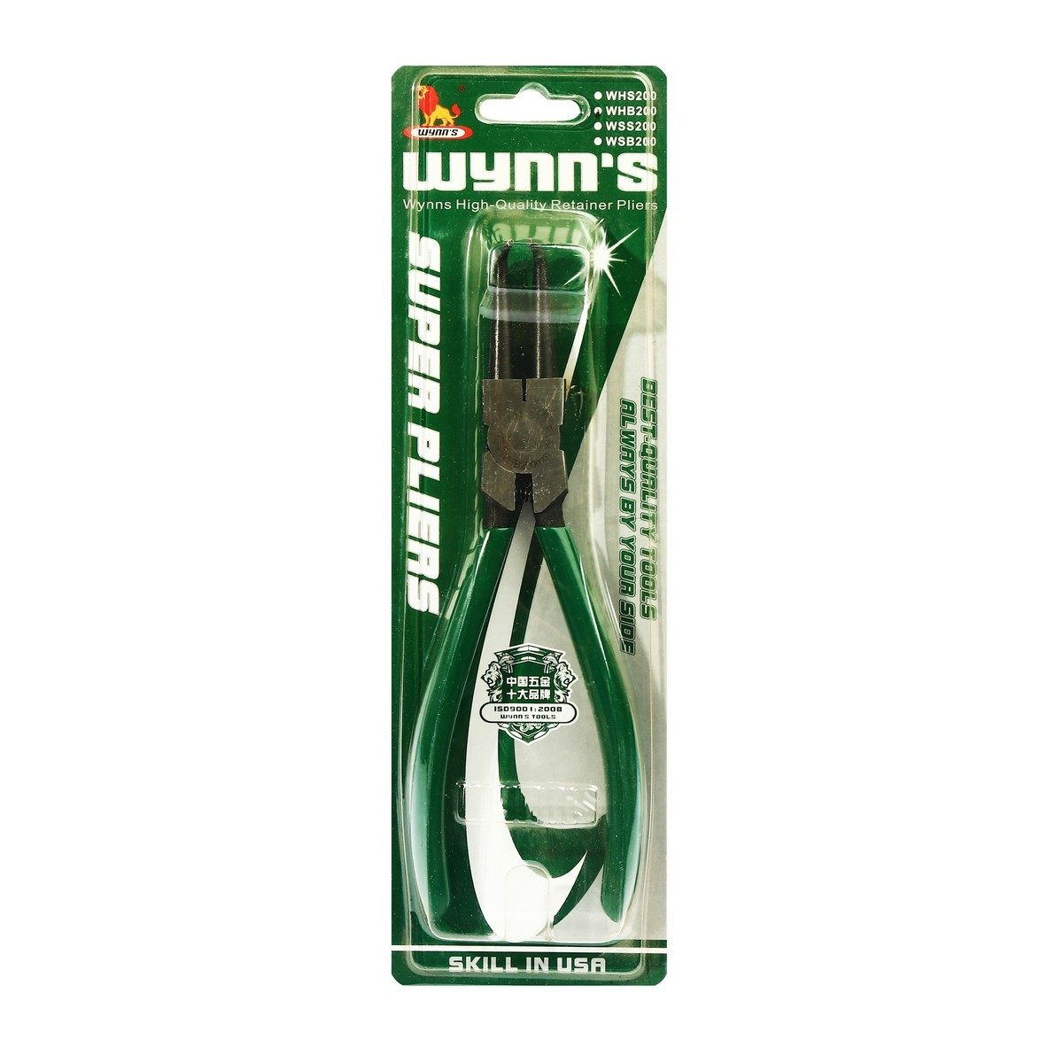 WHB200 คีมหนีบแหวนปากโค้ง 8" ด้ามเขียว