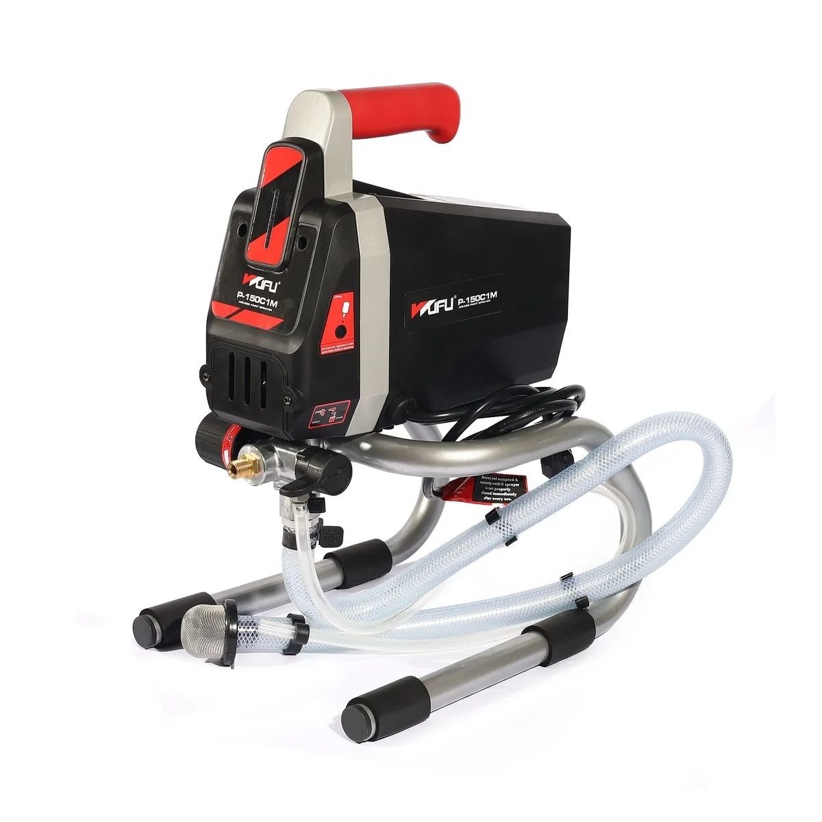 WUFU เครื่องพ่นสีแบบ Airless รุ่น P-150C กำลังไฟ 1000 วัตต์ แรงดันไฟ 230 โวลต์ แรงดันสูงสุด 165 บาร์ ปริมาณสีสูงสุด 1400 มิลลิลิตร/นาที เหมา