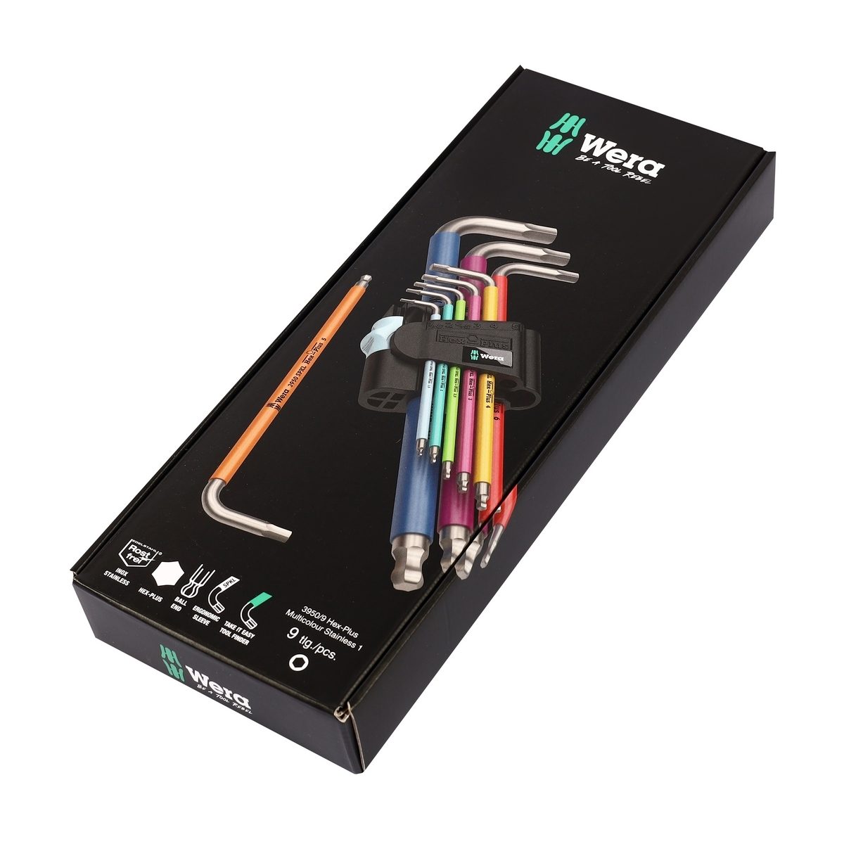 WERA ชุดประแจหกเหลี่ยมหลากสี 3950/9 Hex-Plus Stainless รหัส 05022669001 (เวร่า)