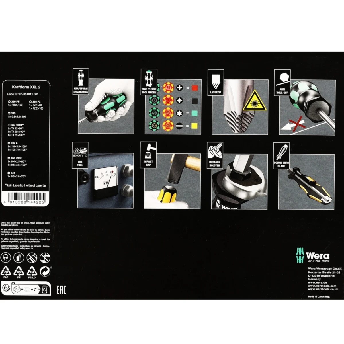 WERA ชุดไขควง Kraftform XXL 2 รหัส 0501011001 (เวร่า)