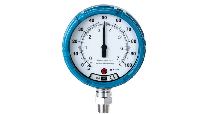 Rosemount 1/2-14 NPT Male Analogue Pressure Gauge 100bar Bottom Entry, WPG45XI1G11D000100Q4Q8, 0.1psi min.