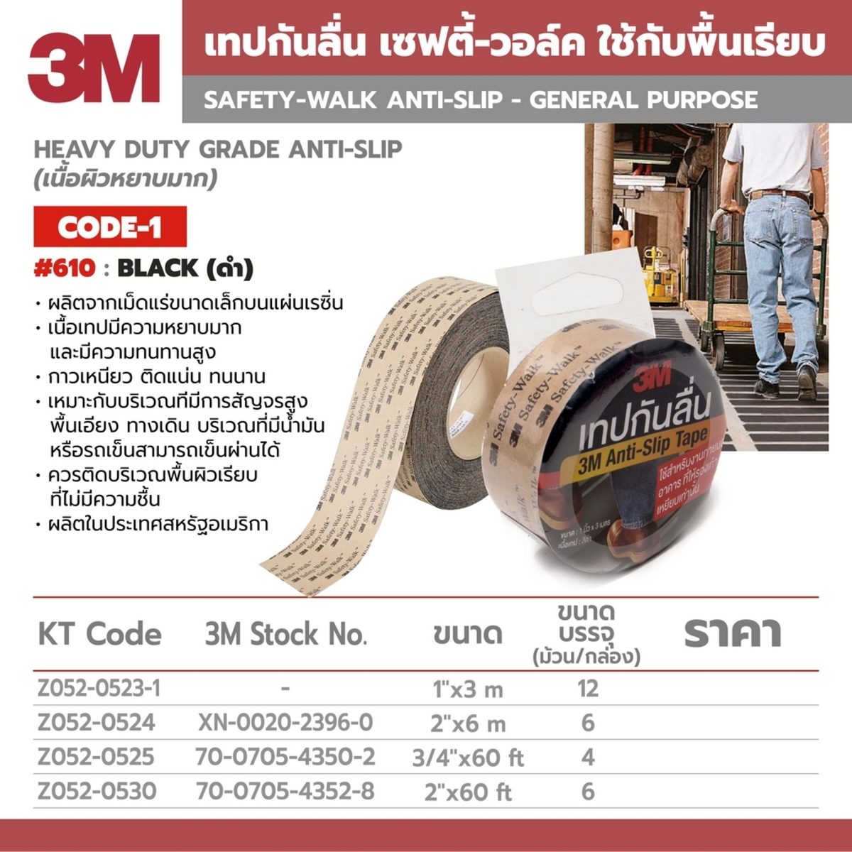 610 เทปกันลื่นหยาบมาก 2"X60FT