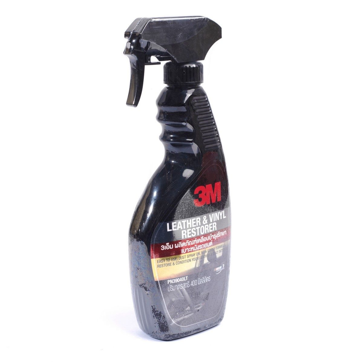 ผลิตภัณฑ์เคลือบบำรุงรักษาเบาะหนังและไวนิลรถยนต์ 3เอ็ม (3M) รุ่น PN39040LT ขนาด 400 มิลลิลิตร ใช้ฟื้นฟูบำรุงรักษาคอนโซล เบาะหนัง และวัสดุที่ท
