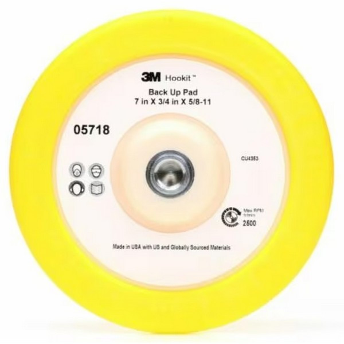 3M แป้นจับฟองน้ำขัดสีรถ 7 X 3/4 X 5/8-11 นิ้ว รุ่น 5718 ใช้คู่กับเครื่องขัดสีทุกประเภท ไม่เกิน 2,500 รอบ/นาที (3 เอ็ม)