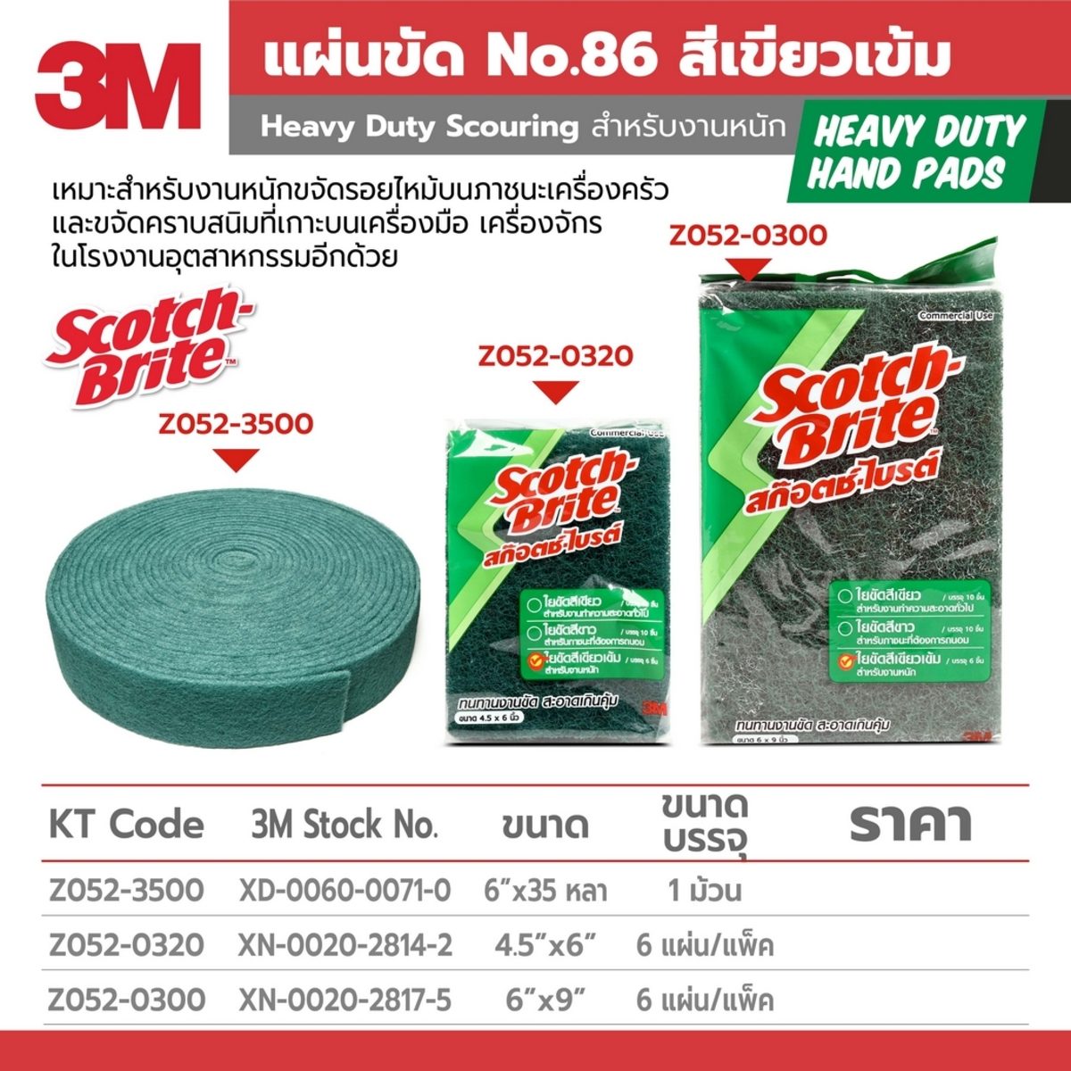 แผ่นใยขัด #86 6"X35 หลา S/B สีเขียวเข้ม