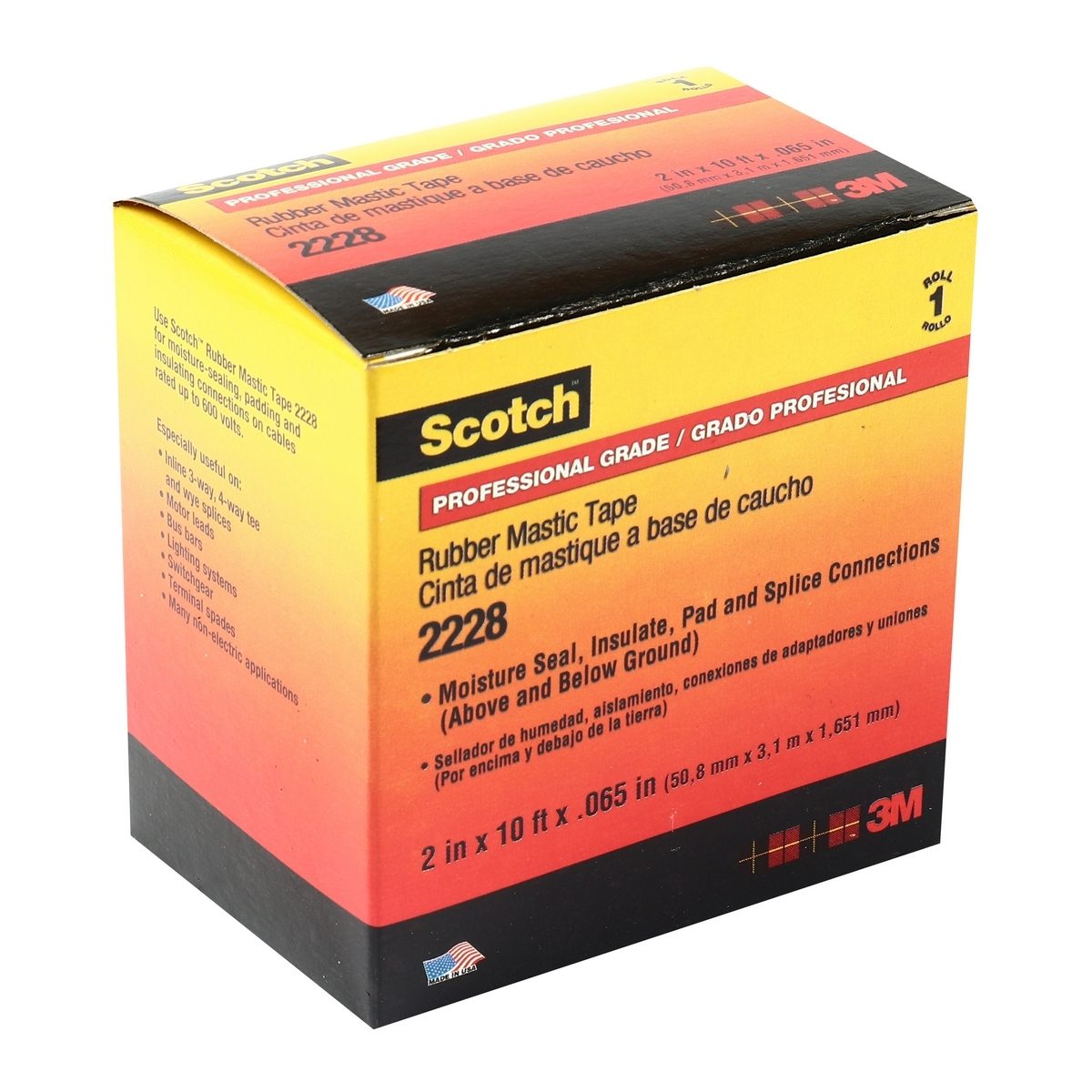 3M SCOTCH เทปพันสายไฟ เทปยางแมสติกกันความชื้น ขนาด 2 นิ้ว X 10 ฟุต รุ่น NO.2228 เหมาะสำหร้บพัน Bus Bar หรือจุดต่อทางไฟฟ้า ทนต่อไฟฟ้าแรงดันสู