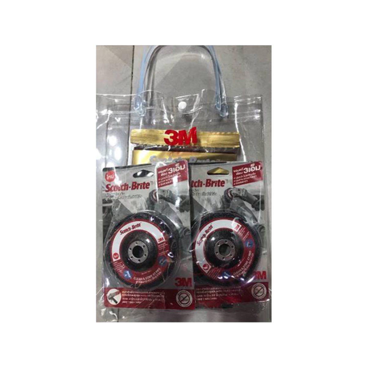 ชุดจานขัดลอกสี/สนิม ขนาด 4"X5/8" CNS XT PRO ยี่ห้อ 3M รุ่น 7447 มาพร้อมสก๊อตไบร์ทสีแดง ขนาด 4.5"X6" และขนาด 6"X9" ขัดลอกสี คราบกาว และคราบสน