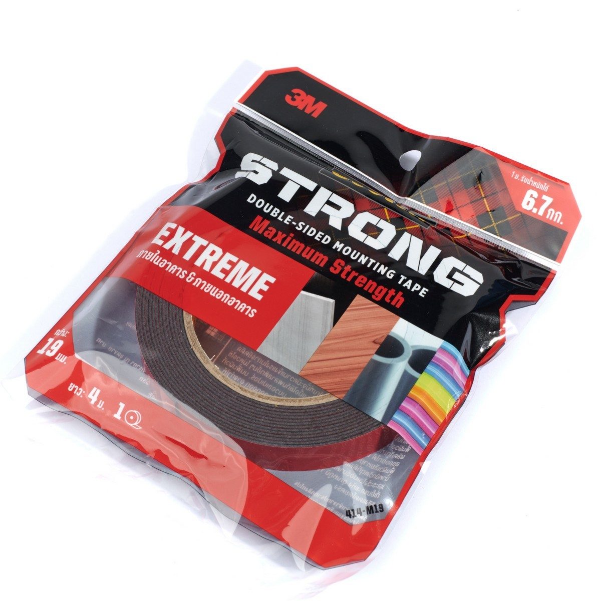 3M Scotch Extreme Tape เทปกาว 2 หน้าแรงยึดติดสูง หน้ากว้าง 19 มม. X 4 ม. หนา 1.14 มม. ติดได้ทั้งภายในและภายนอกอาคาร เหมาะสำหรับพื้นผิวเรียบ 