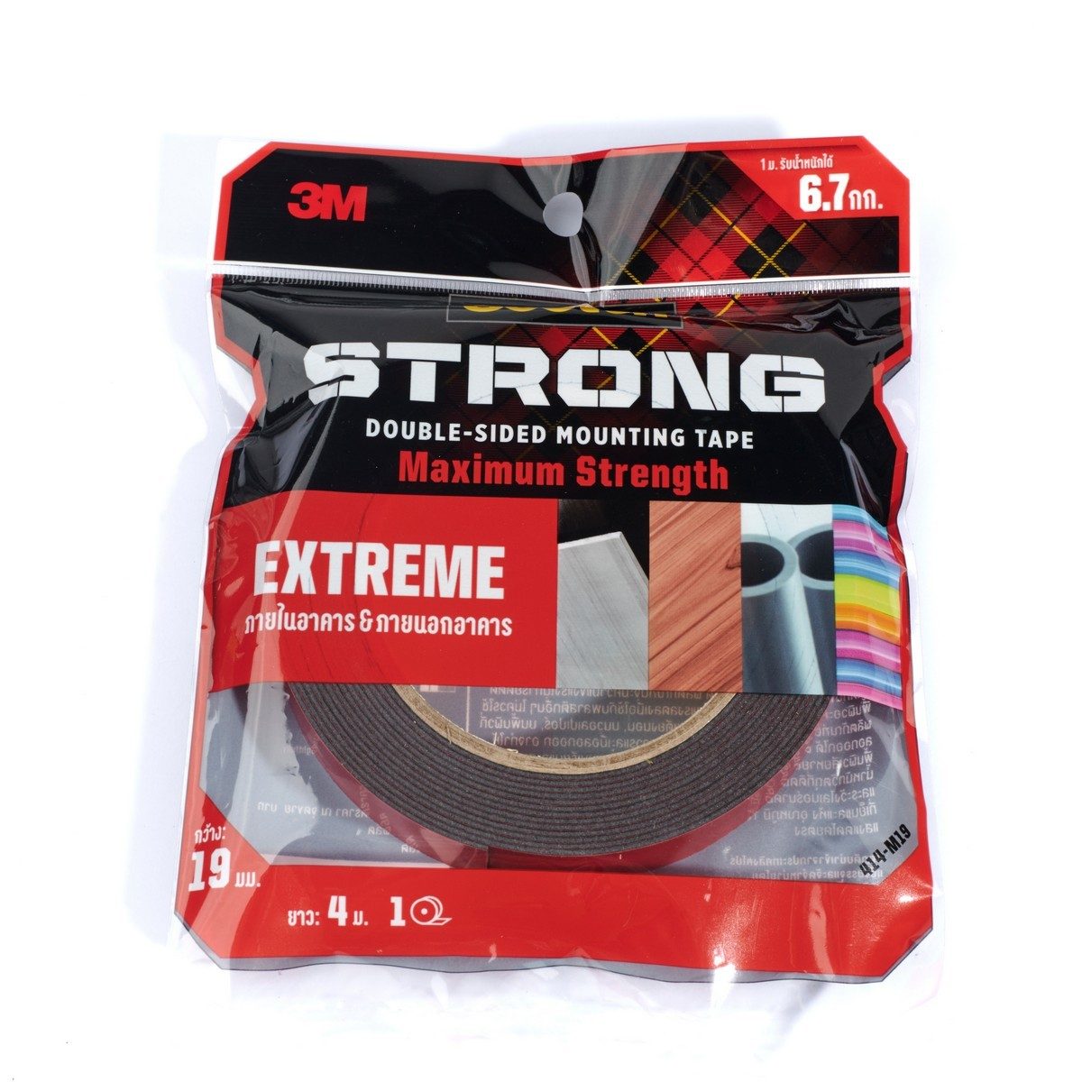 3M Scotch Extreme Tape เทปกาว 2 หน้าแรงยึดติดสูง หน้ากว้าง 19 มม. X 4 ม. หนา 1.14 มม. ติดได้ทั้งภายในและภายนอกอาคาร เหมาะสำหรับพื้นผิวเรียบ 