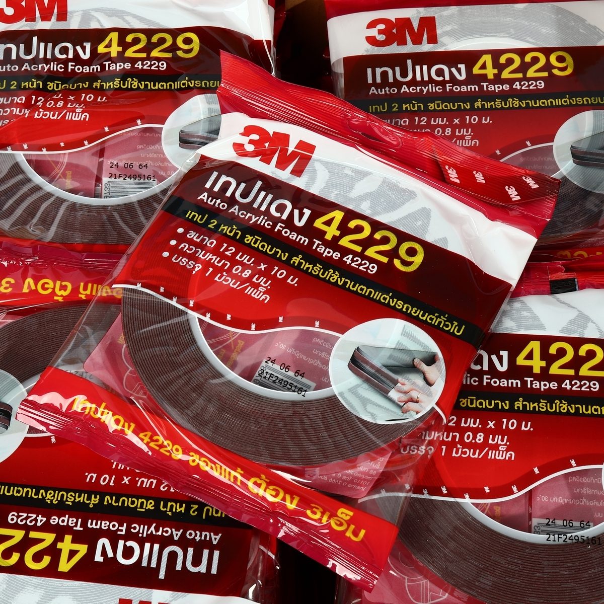 3M เทป 2 หน้า ขนาด 12 มม. X 10 ม. รุ่น 4229 ใช้ติดชิ้นงานทั้งภายในและภายนอก อะคริลิกโฟมเทปคุณภาพสูง แถมฟรีเทป TEMFLEX ซื้อยกลัง 72 ม้วน แถมเ