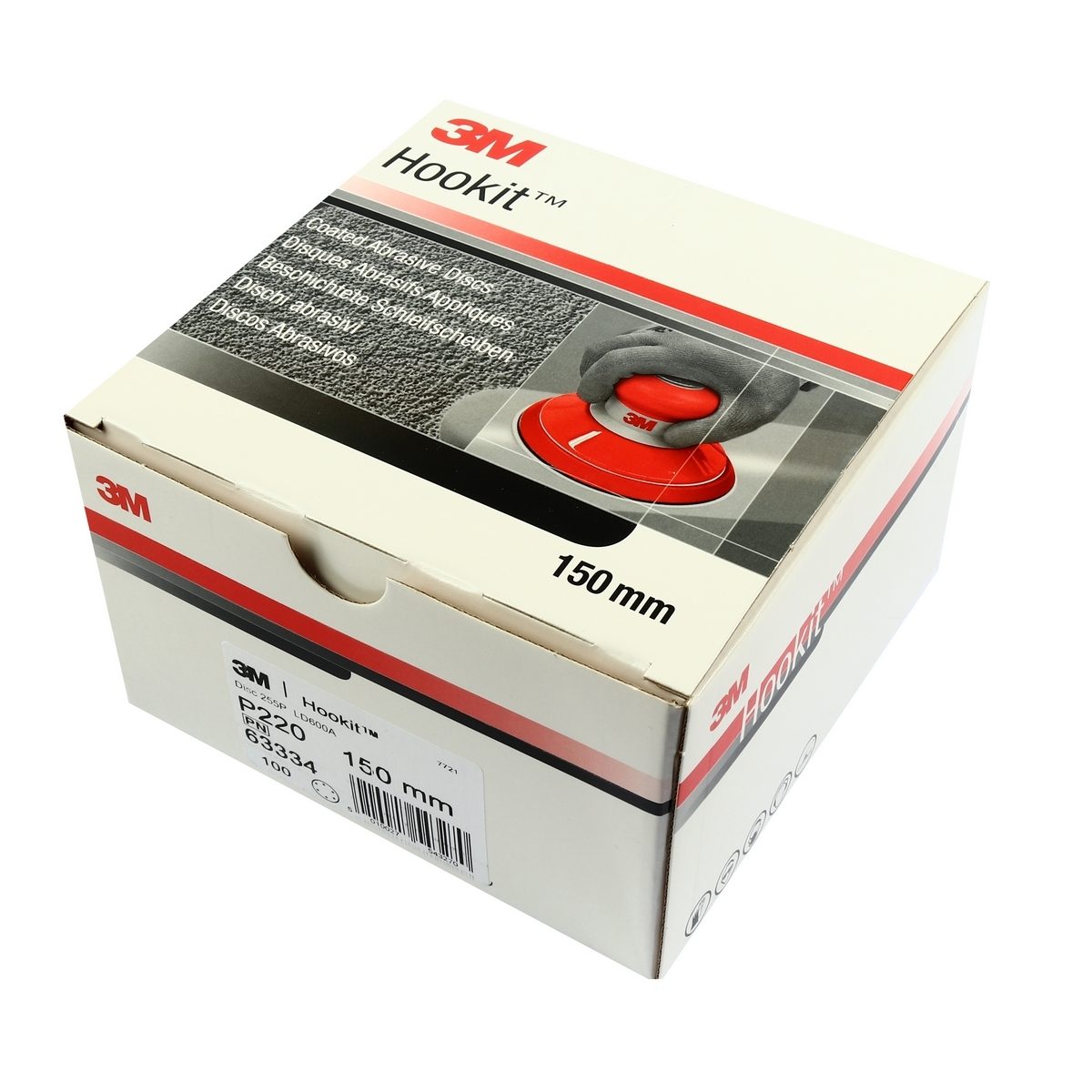 กระดาษทรายกลม 3M (3 เอ็ม) รุ่น HOOKIT 255P ขนาด 6 นิ้ว เบอร์ 220 (มี 6 รู) หลังกำมะหยี่ ทนทาน เม็ดทรายขัดเร็ว สามารถใช้สำหรับงานขัดสี โป๊วสี