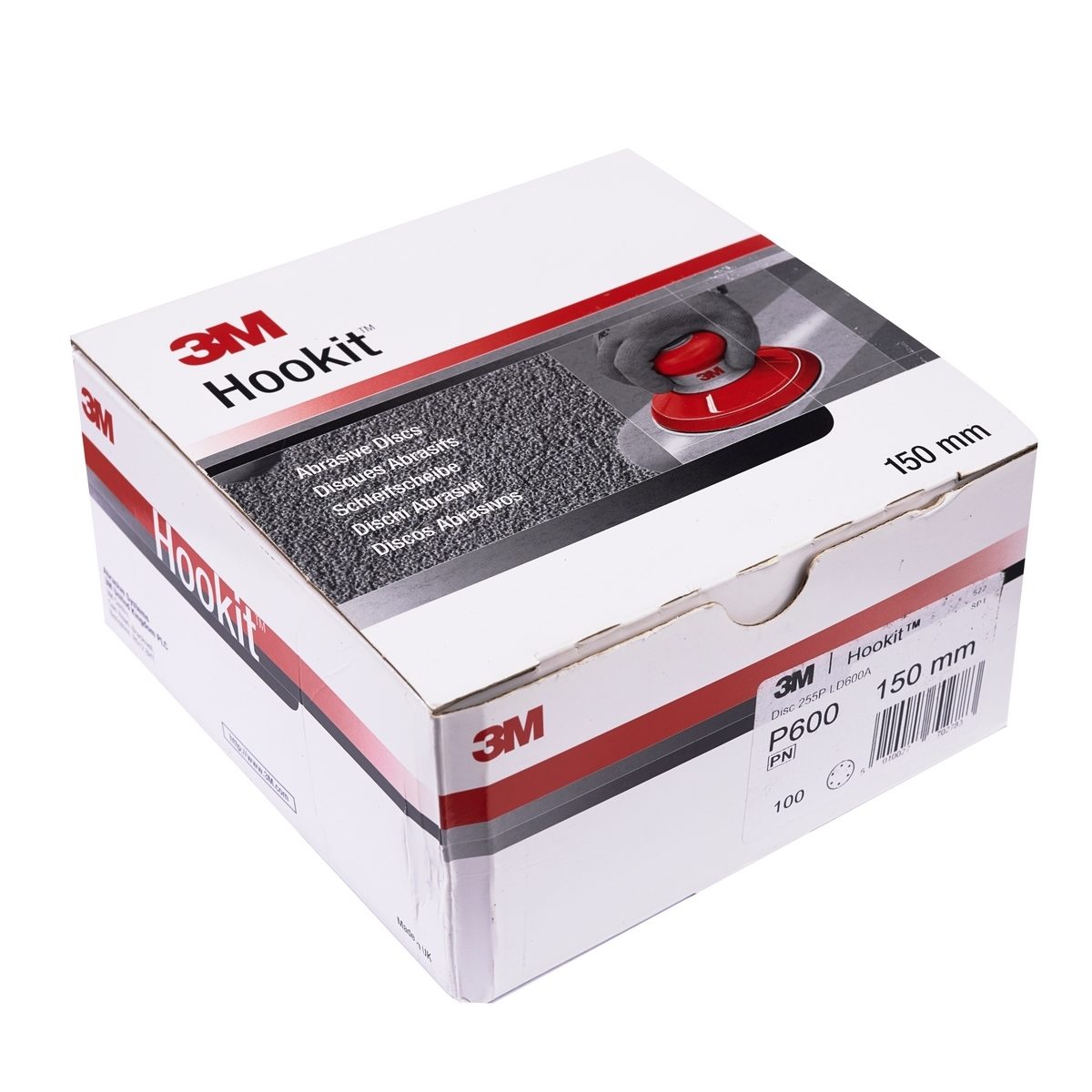 กระดาษทรายกลม 3M (3 เอ็ม) รุ่น HOOKIT 255P ขนาด 6 นิ้ว เบอร์ 600 (มี 6 รู) หลังกำมะหยี่ ทนทาน เม็ดทรายขัดเร็ว สามารถใช้สำหรับงานขัดสี โป๊วสี