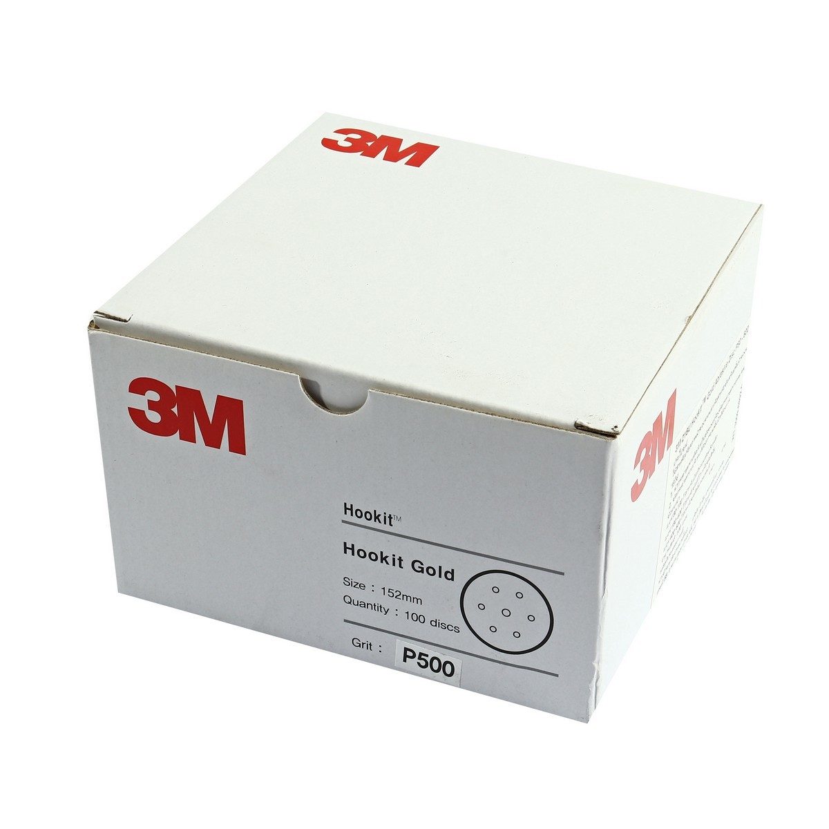 3M กระดาษทรายกลม Hookit Gold ขนาด 6 นิ้ว P500 มี 7 รู รุ่น 216U มีรูกลาง ใช้สำหรับแป้นขัด 6 นิ้ว หลังแบบสักหลาด 100 ชิ้น/กล่อง (3เอ็ม)