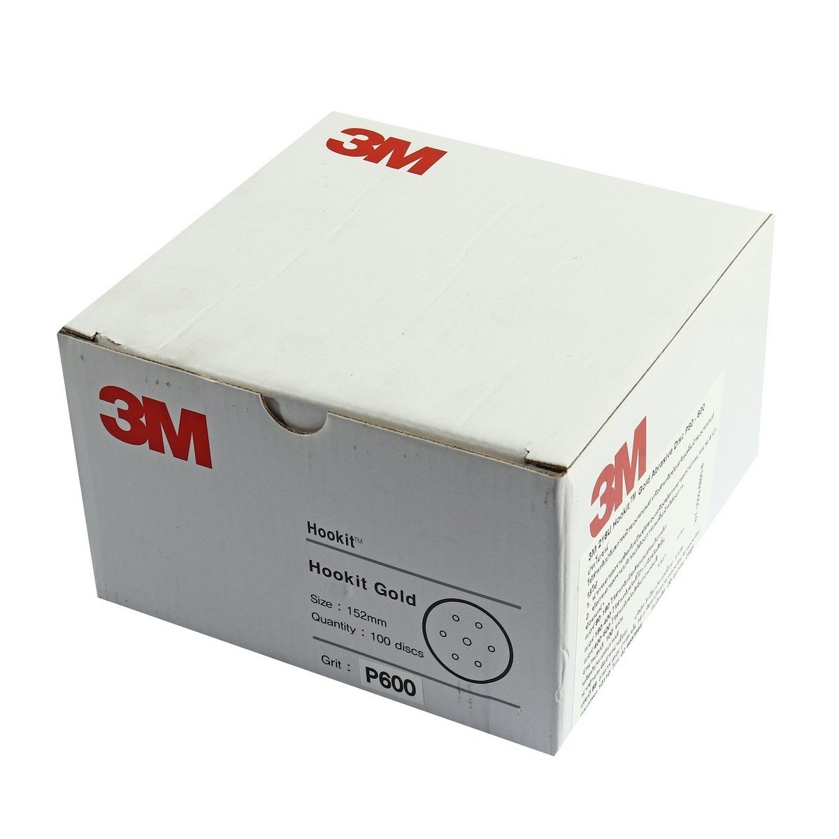 3M กระดาษทรายกลม Hookit Gold ขนาด 6 นิ้ว P600 มี 7 รู รุ่น 216U มีรูกลาง ใช้สำหรับแป้นขัด 6 นิ้ว หลังแบบสักหลาด 100 ชิ้น/กล่อง (3เอ็ม)