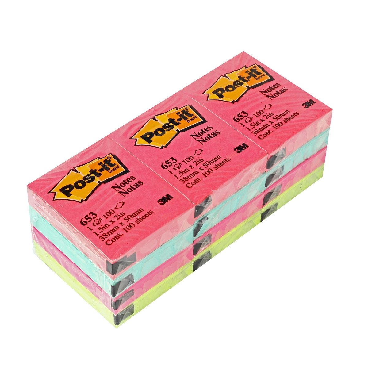 3M โพสต์-อิท (Post-It) กระดาษโน๊ต คละสี ขนาด 1.5x2 นิ้ว รุ่น 653-AN ติดซ้ำใหม่ได้หลายครั้ง ไม่ทิ้งคราบกาวและไม่ทำให้เอกสารเสียหาย (12 เล่ม/แ