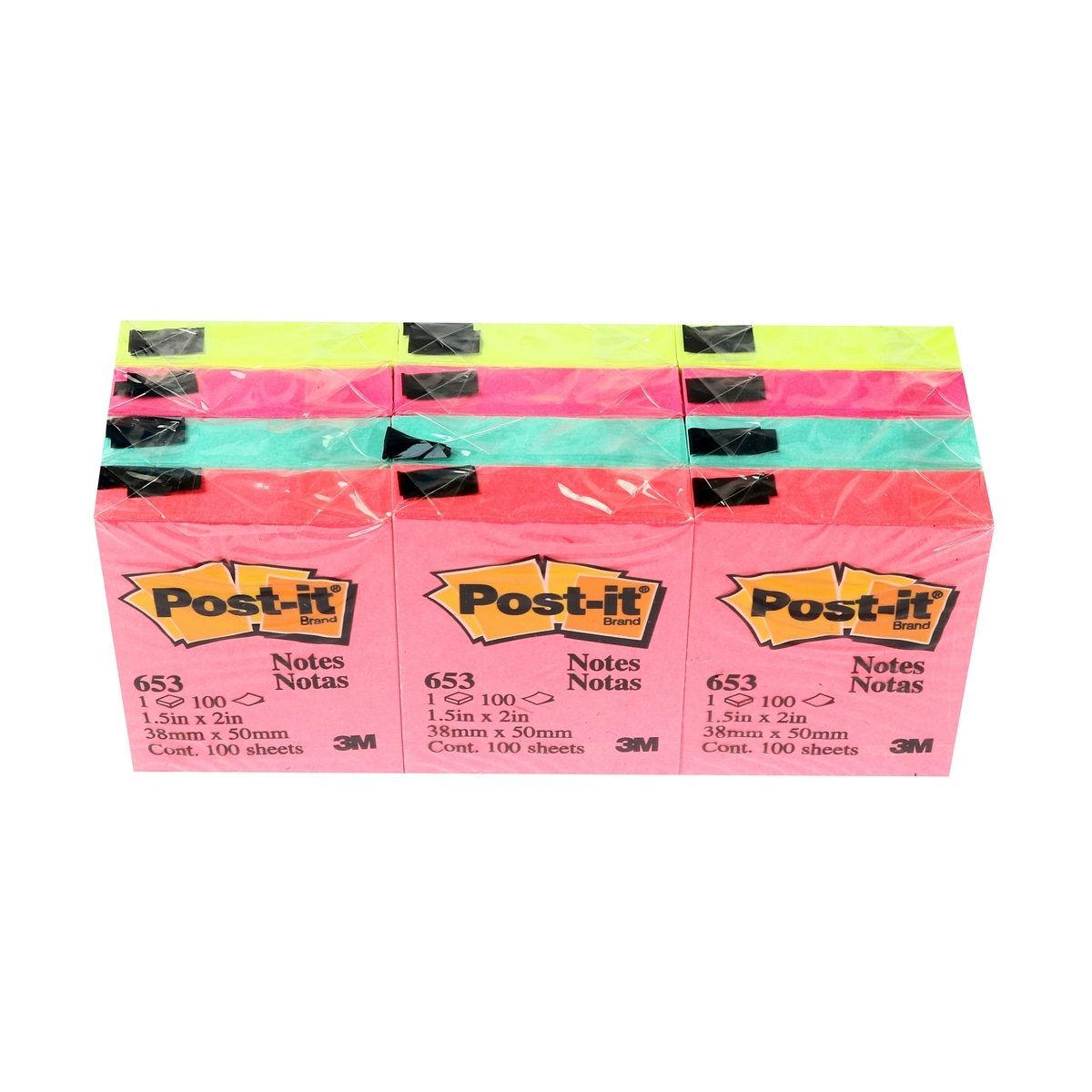 3M โพสต์-อิท (Post-It) กระดาษโน๊ต คละสี ขนาด 1.5x2 นิ้ว รุ่น 653-AN ติดซ้ำใหม่ได้หลายครั้ง ไม่ทิ้งคราบกาวและไม่ทำให้เอกสารเสียหาย (12 เล่ม/แ