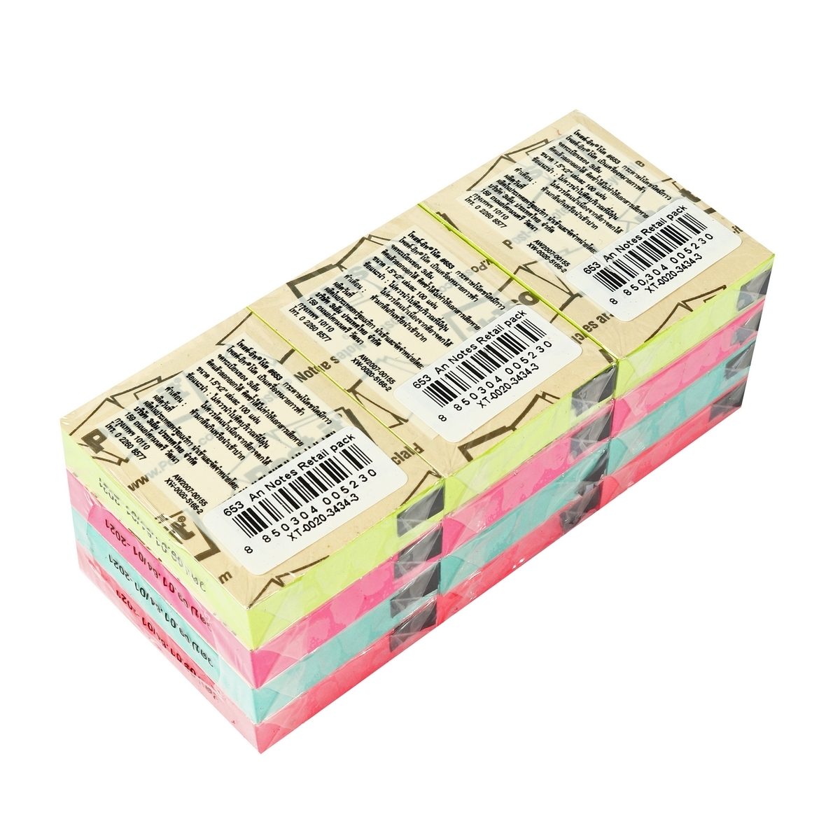 3M โพสต์-อิท (Post-It) กระดาษโน๊ต คละสี ขนาด 1.5x2 นิ้ว รุ่น 653-AN ติดซ้ำใหม่ได้หลายครั้ง ไม่ทิ้งคราบกาวและไม่ทำให้เอกสารเสียหาย (12 เล่ม/แ